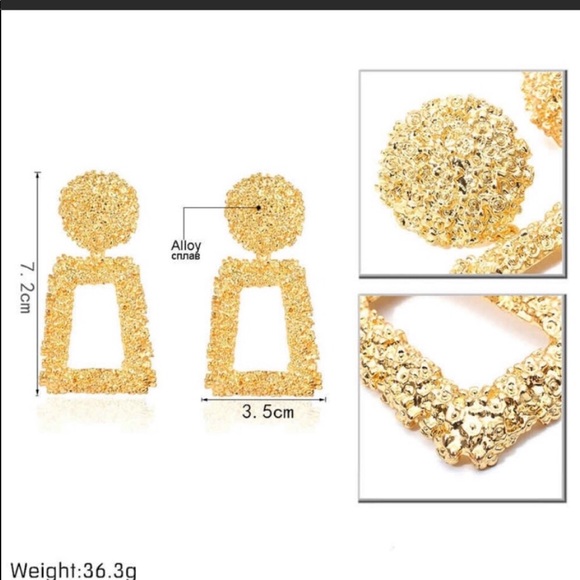 • Kam • Gold Etched Statement Earrings - Picture 5 of 5